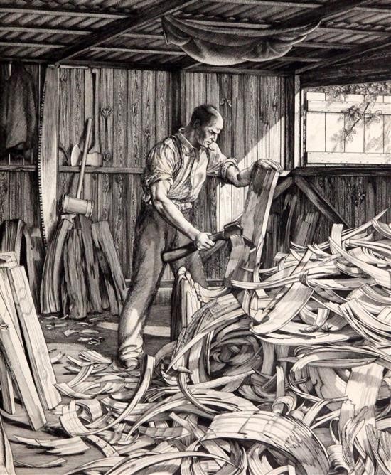 William Washington (1885-1956) Wood Shaving 10 x 8.25in.